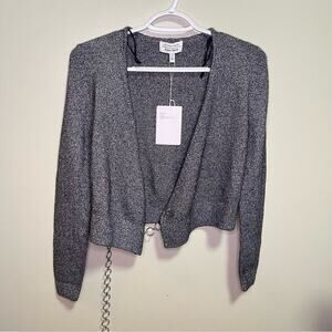 & Other Stories NWT Grey Silver Glitter Sparkle Wrap Crop Top XS Fairy Grunge